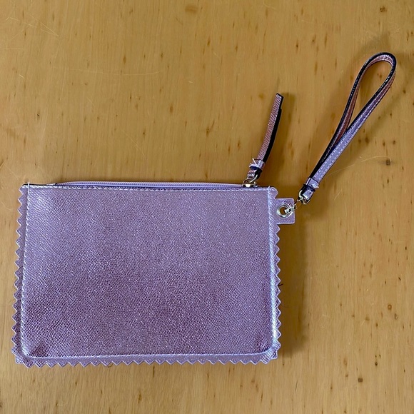 Victoria Secret Wristlet Wallet Pink Metallic Rose Gold Mini Pouch Clutch - Picture 2 of 4